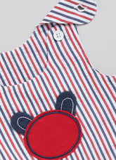 Boys Romper - Red Blue Bear